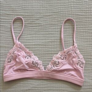 Skims Lace Trim Pink Bralette